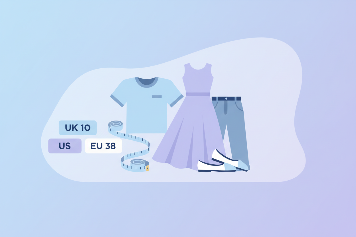 International clothing and shoe size conversion illustration