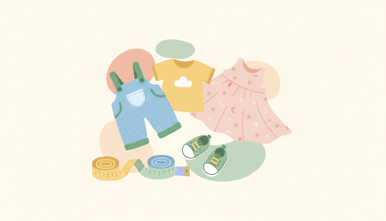 Children's clothing items with measuring tape