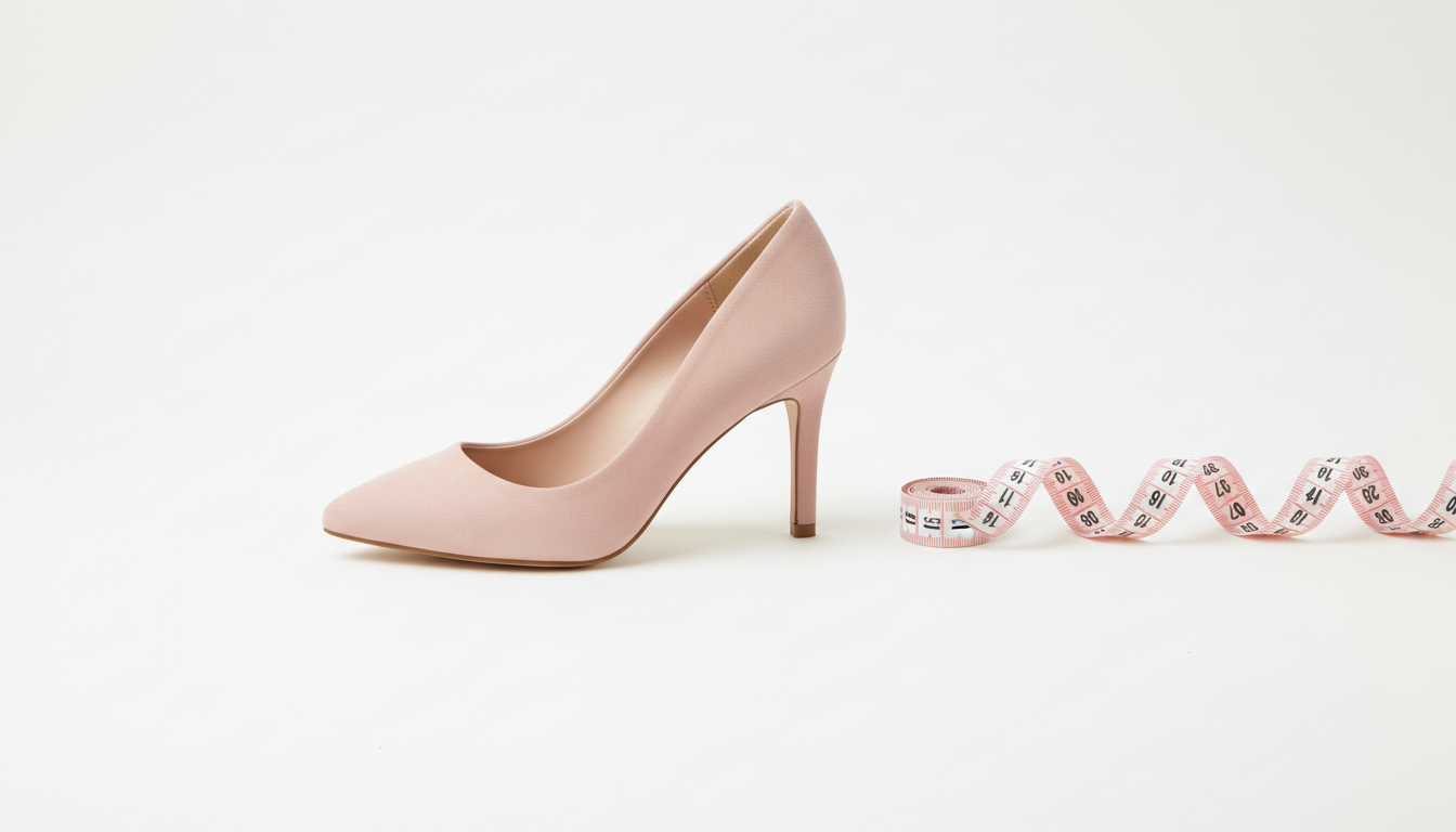 Women's shoe with measuring tape