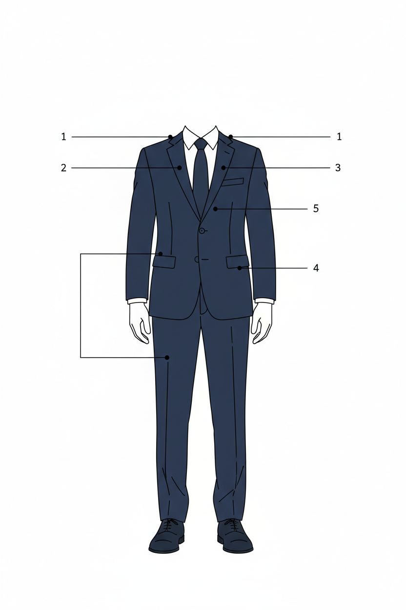 Suit fitting reference points diagram