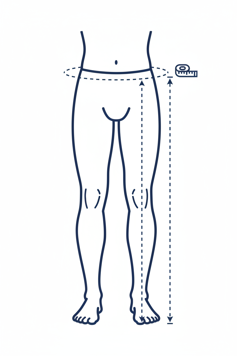 Waist and inside leg measurement diagram